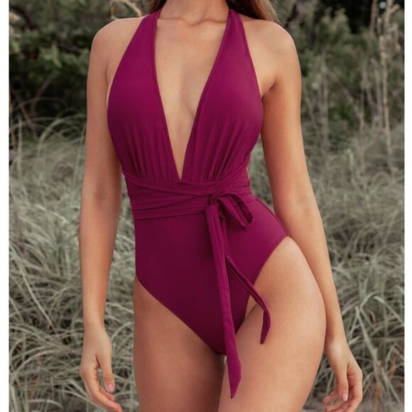 Cupshe Deep V Neck Strappy One Piece Swimsuit Women's Size Extra Large - Picture 7 of 8